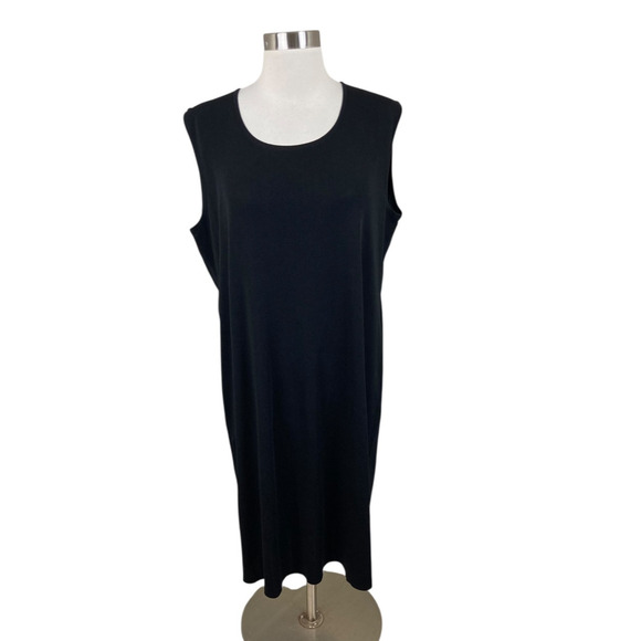 Exclusively Misook 2X Black Sleeveless Knit Sheath Dress Minimalist Capsule - Picture 1 of 4